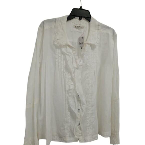 Free People Savannah Ruffle Button Down Blouse Medium New Boho Festival Top $128 - Picture 4 of 7